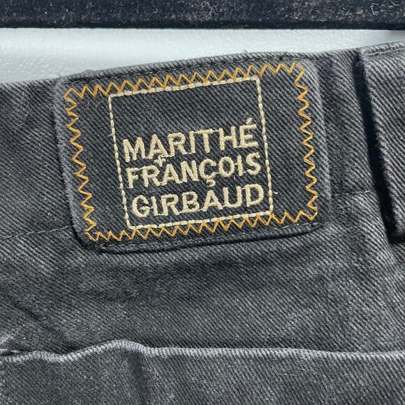 VTG 90s Marithe Francois Girbaud Black Skater Distressed Wide Leg Jeans Men's 40 - Picture 2 of 10